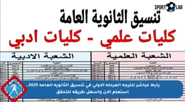 رابط مباشر لنتيجة المرحلة الأولى في تنسيق الثانوية العامة 2025.. استعلم الآن وأسهل طريقة للتحقق